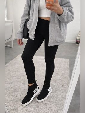 Michael Kors MK Logo Sock Sneakers Black White Slip-On Sneaker Boots